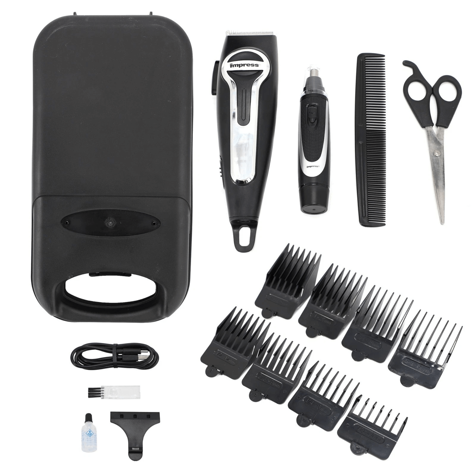 Impress 18-Pce Rechargeable Hair Clipper and Nose Trimmer Set