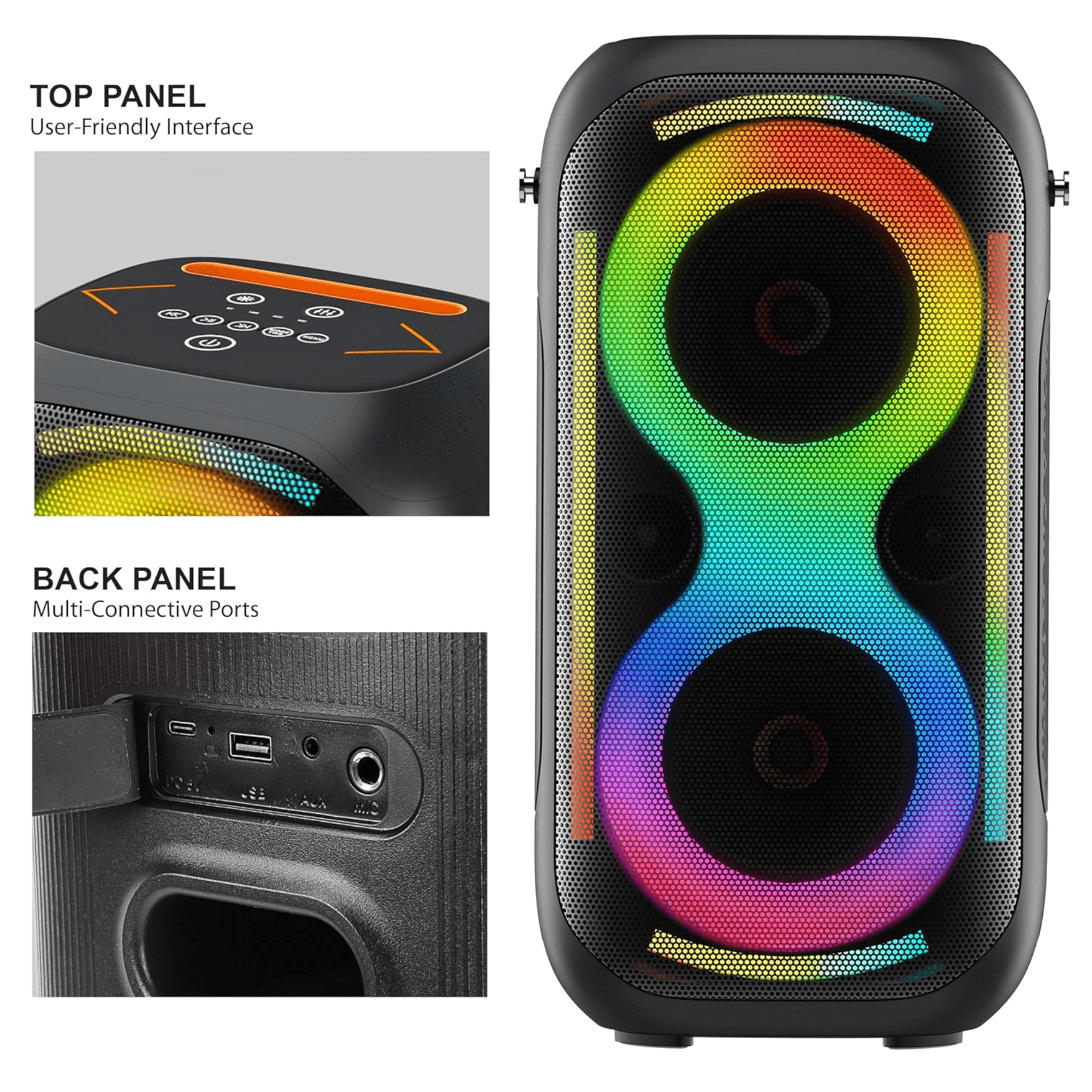 IQ Sound 2x5-Inch TWS Fusion Glow Portable Bluetooth Speaker
