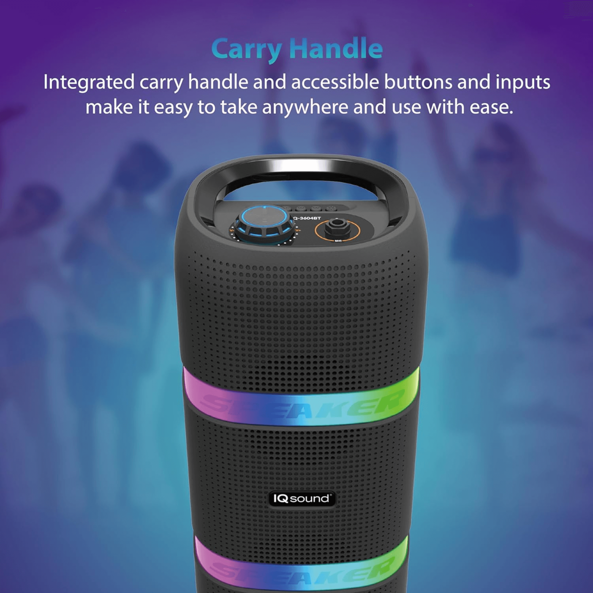 IQ Sound 2 x 4-Inch Portable Bluetooth TWS LED Speaker