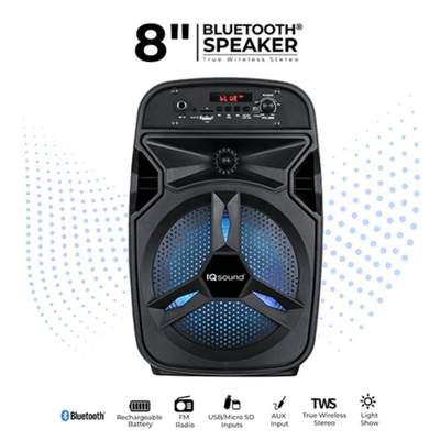 IQ Sound 8-Inch Portable Bluetooth TWS Speaker