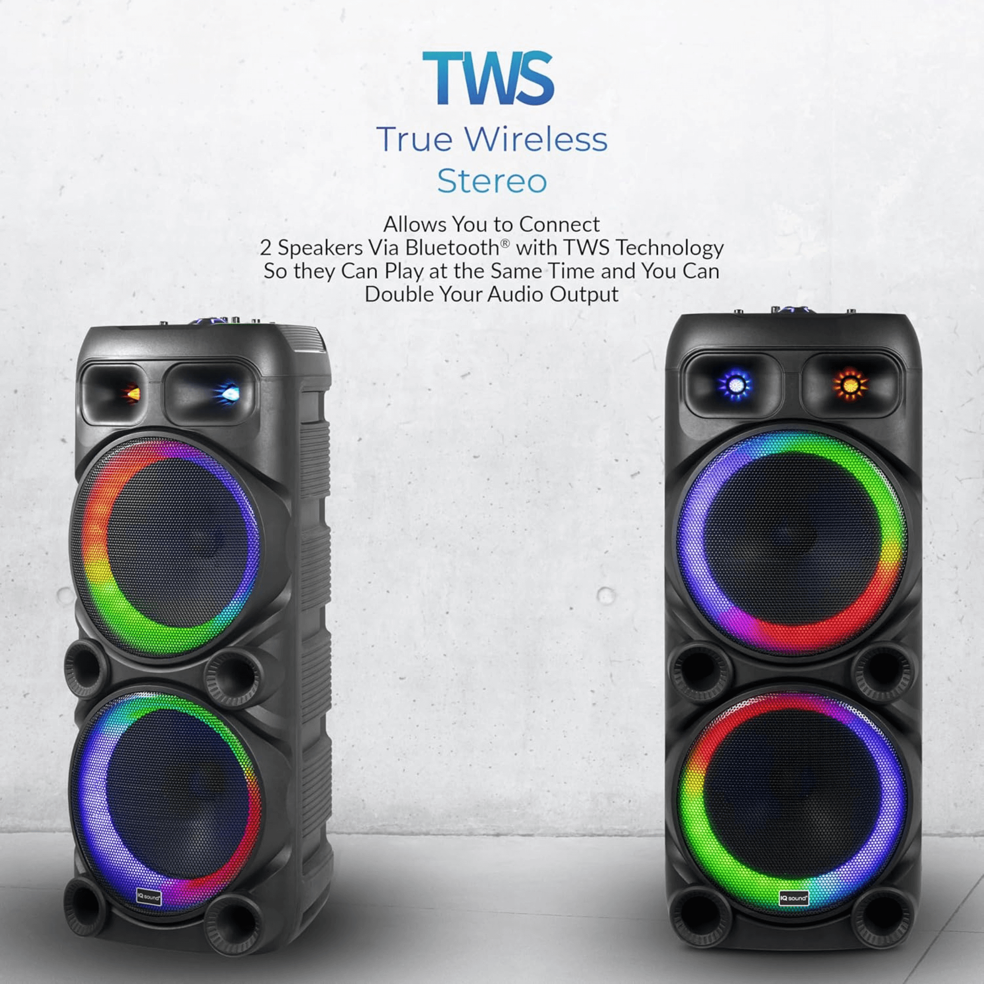 IQ Sound 2x12-Inch Portable Bluetooth Party Speaker