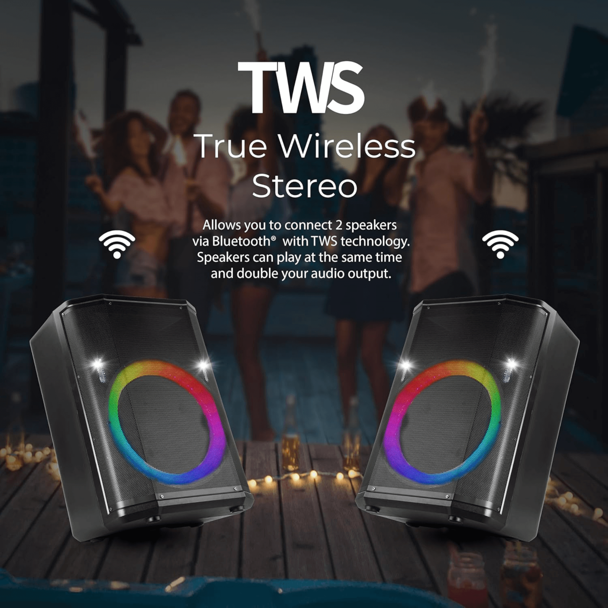 IQ Sound 15-Inch Portable BT Speaker with Tiltable Audio Enhancement