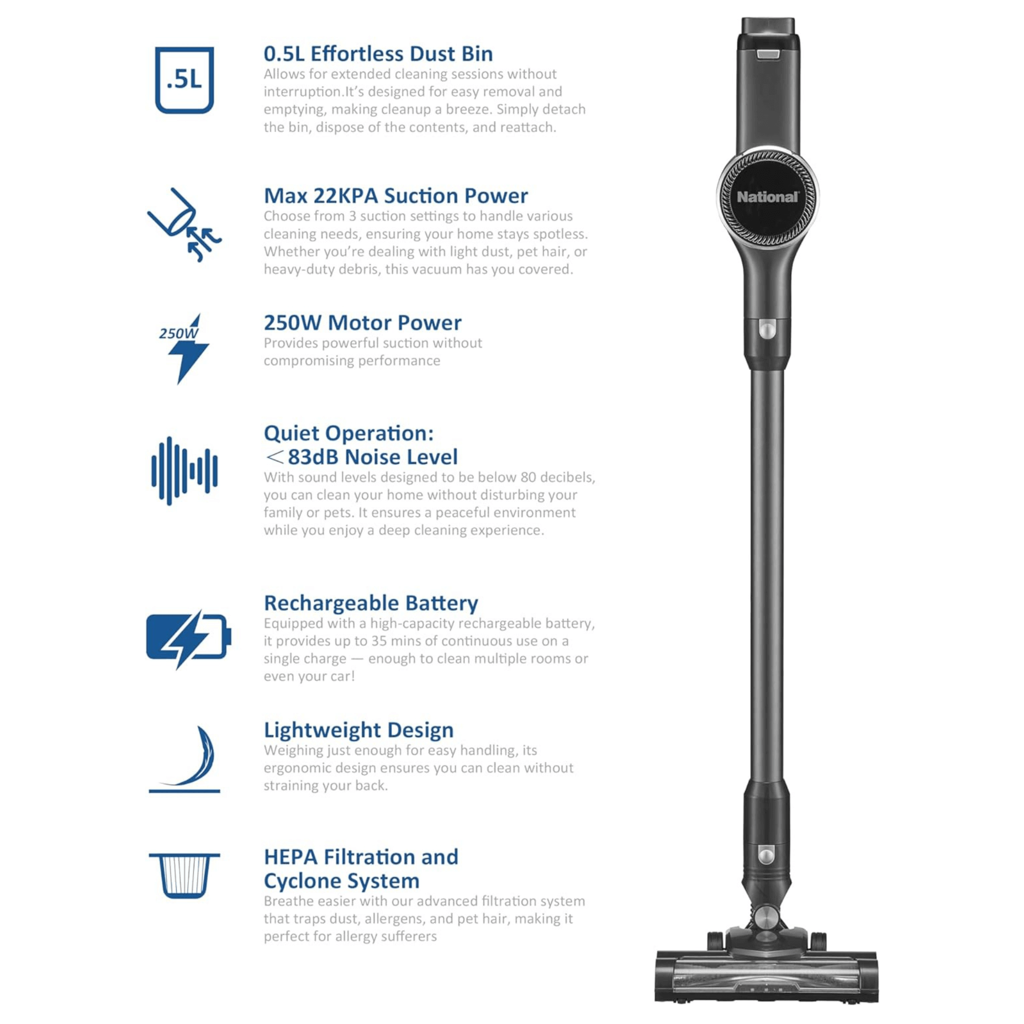 National 2-in-1 Cordless Upright and Handheld Vacuum Cleaner