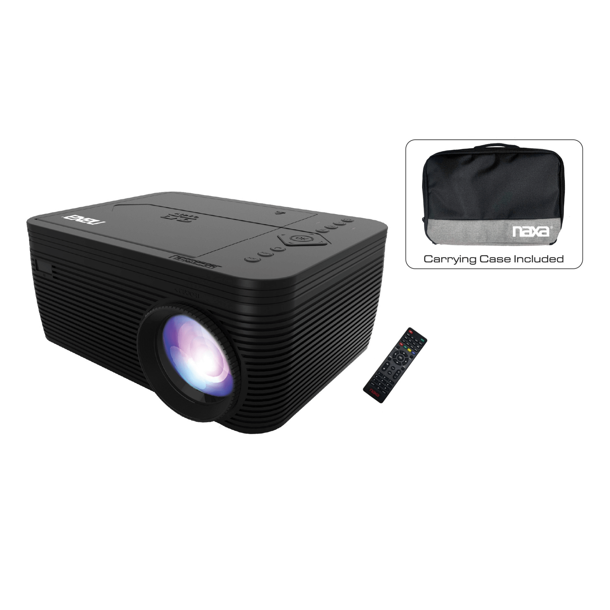 Naxa 150" Home Theater LCD Projector & Carrying Case Combo with Built-In DVD Player