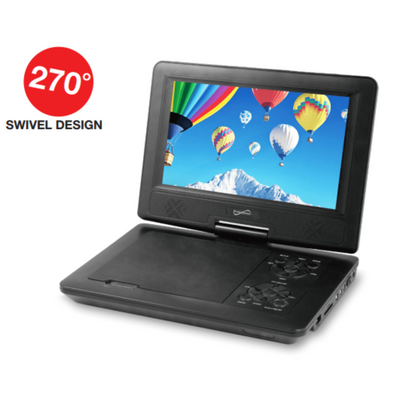 9” Portable DVD Player With USB, SD Inputs, Speaker & Swivel Display (SC-179DVD)