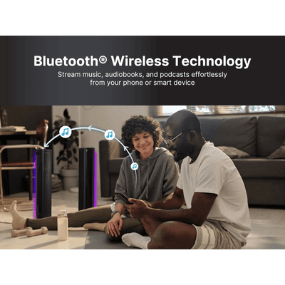 SoundPro 2-in-1 LED BT Stereo Speaker System with RGB Lighting Effects