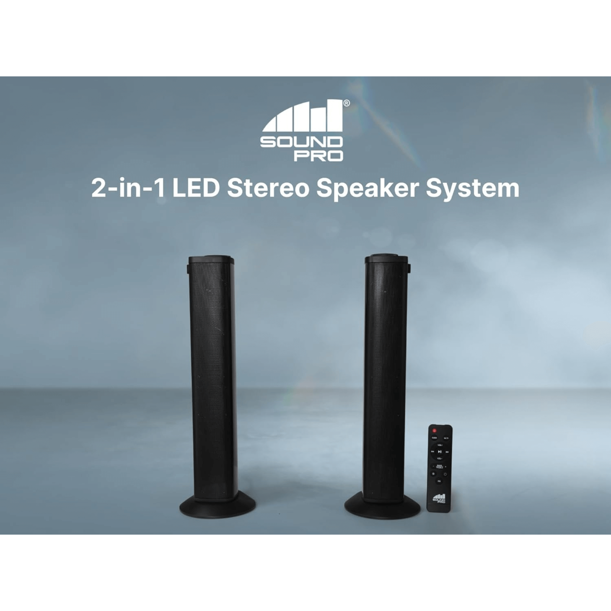 SoundPro 2-in-1 LED BT Stereo Speaker System with RGB Lighting Effects