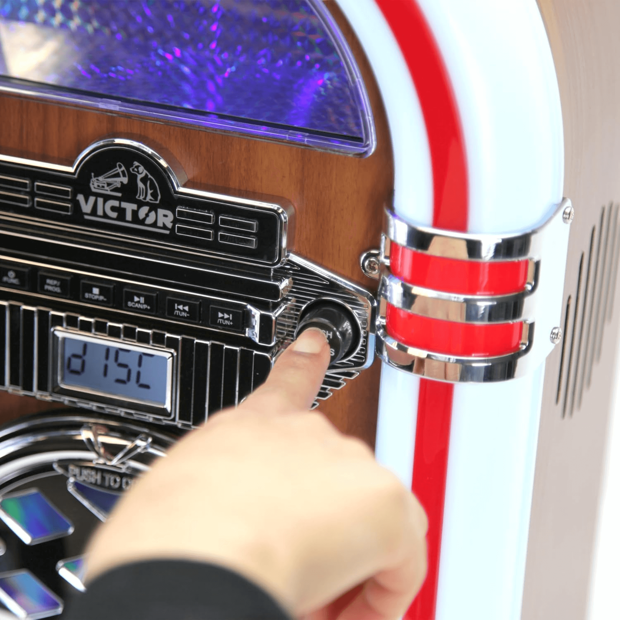 Victor Broadway II Desktop CD Jukebox with Multi-Color LED Victor Broadway II Desktop CD Jukebox with Multi-Color LED