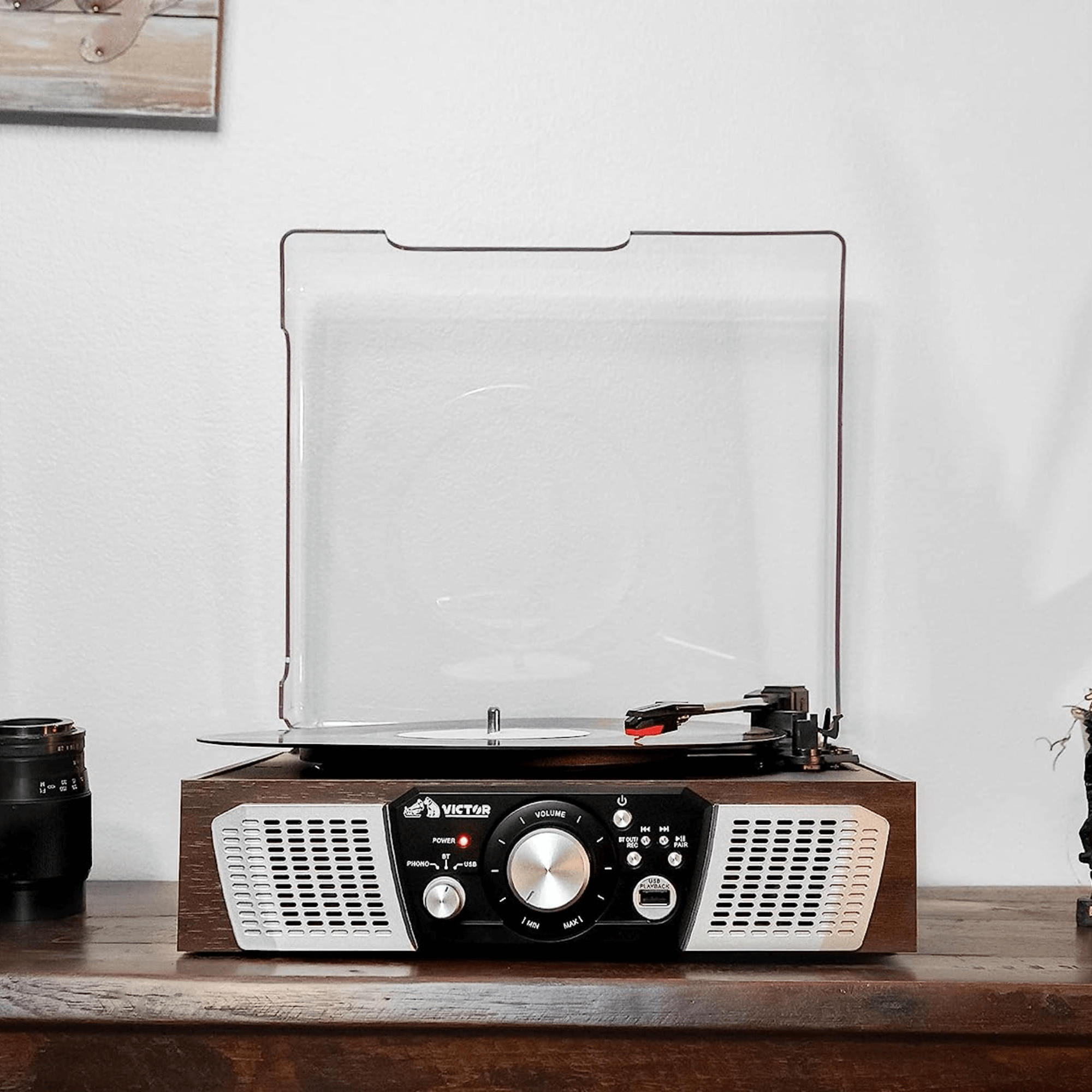 Victor Lakeshore 5-in-1 Hybrid Bluetooth Turntable System w USB and RCA Output