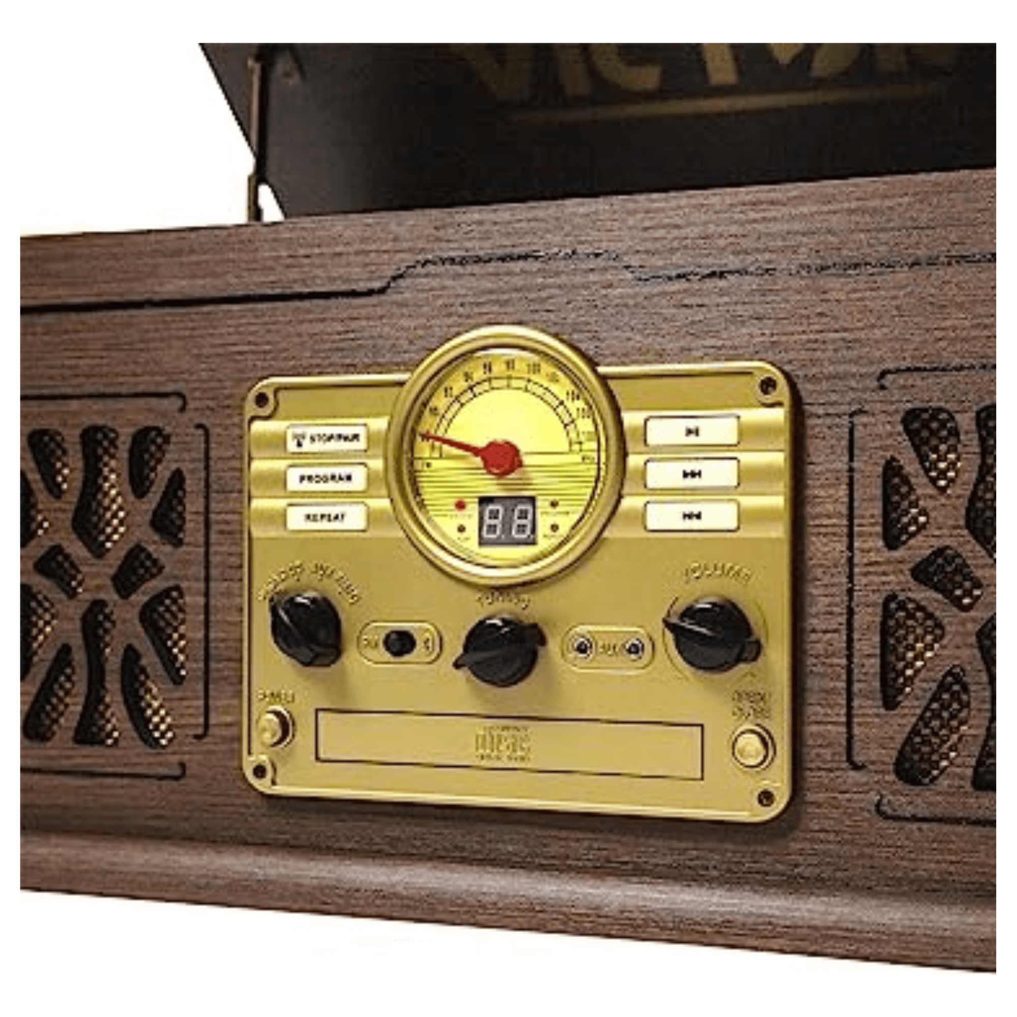 Victor State 7 in 1 Wood Music Center with 3 Speed Turntable