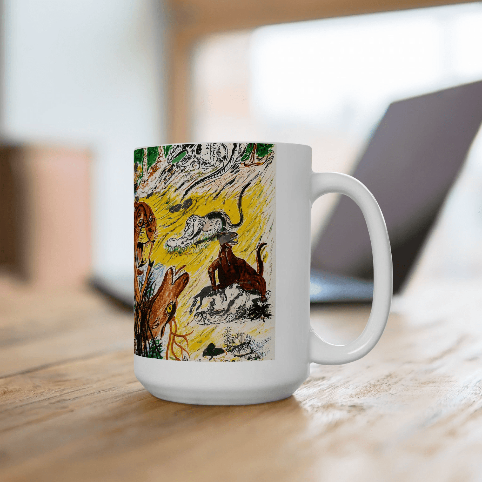 PimsArt Prehistoric Sabertooth Tiger Scene Mug From Original Painting