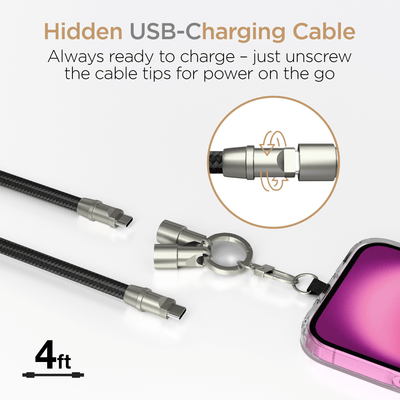 HyperGear 2-in-1 Universal Crossbody Phone Strap and Charging Cable