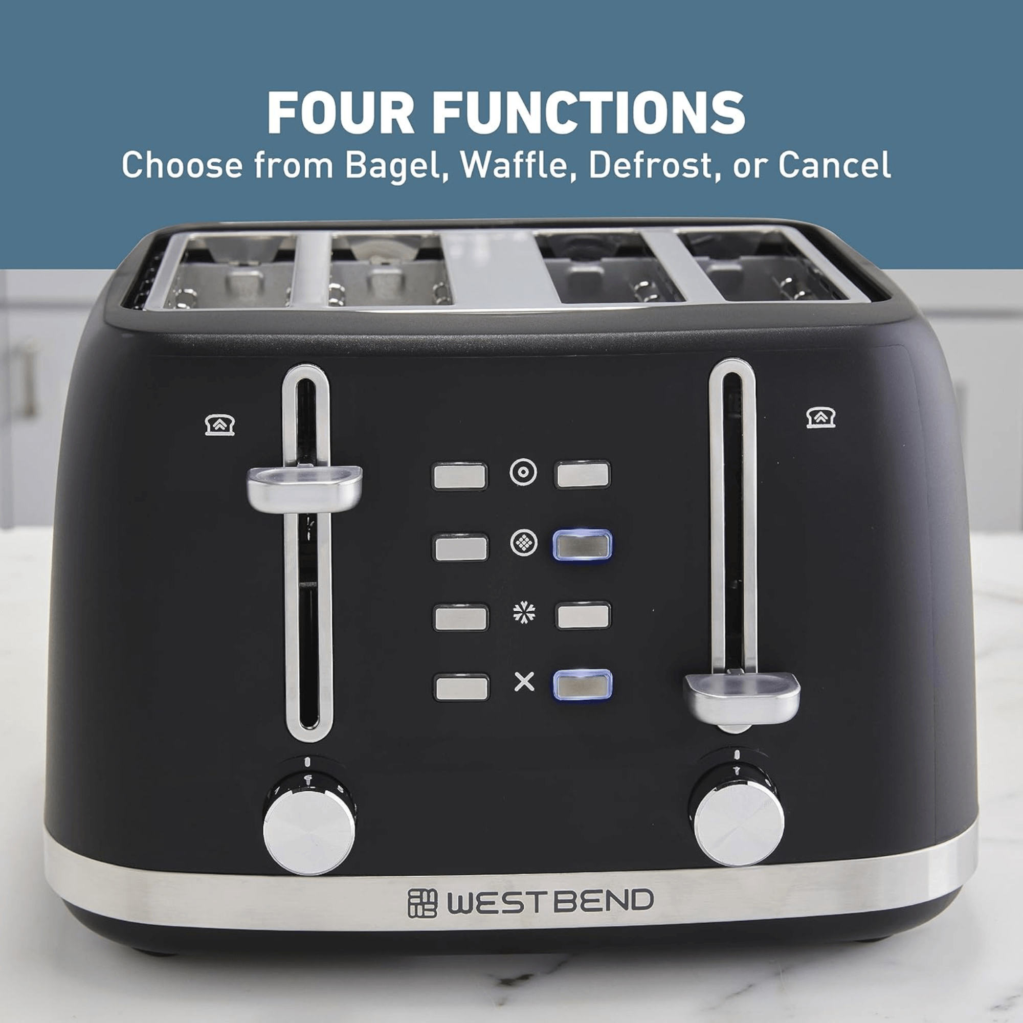 West Bend 4-Slice Multi-Function Toaster with Stainless Accents