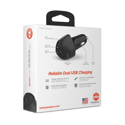 HyperGear SpeedBoost 12W USB + 5W USB Car Charger