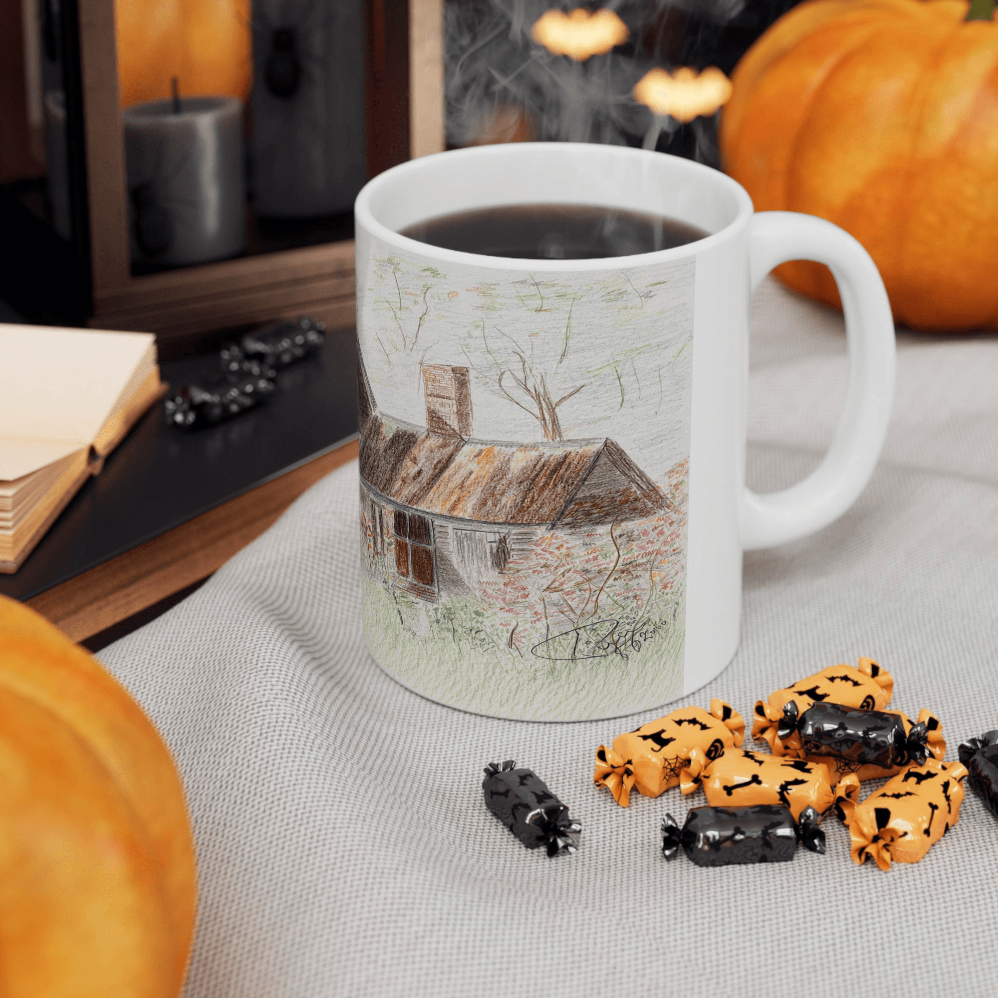 PimsArt Country Cottage Sketch Mug From Original Drawing