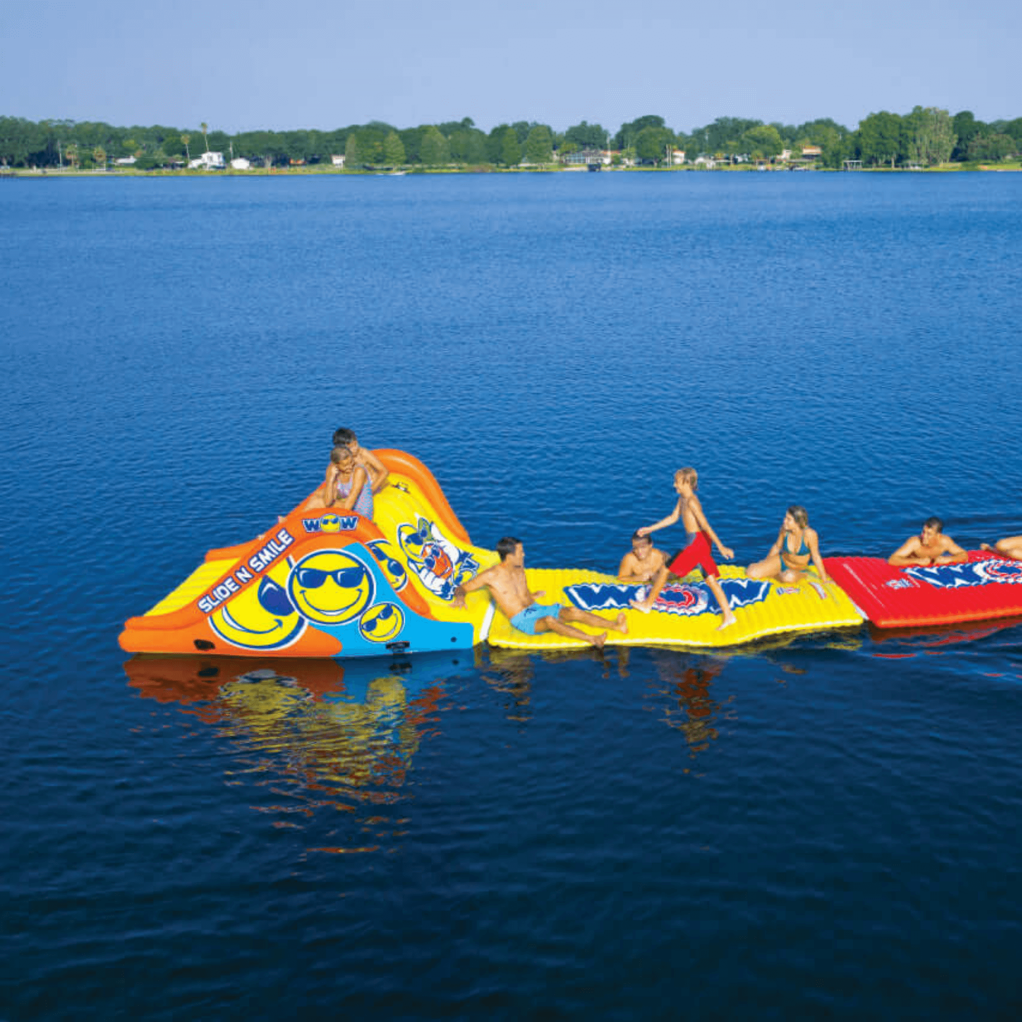 WOW Watersports Slide N Smile Floating 2 Lane Waterslide