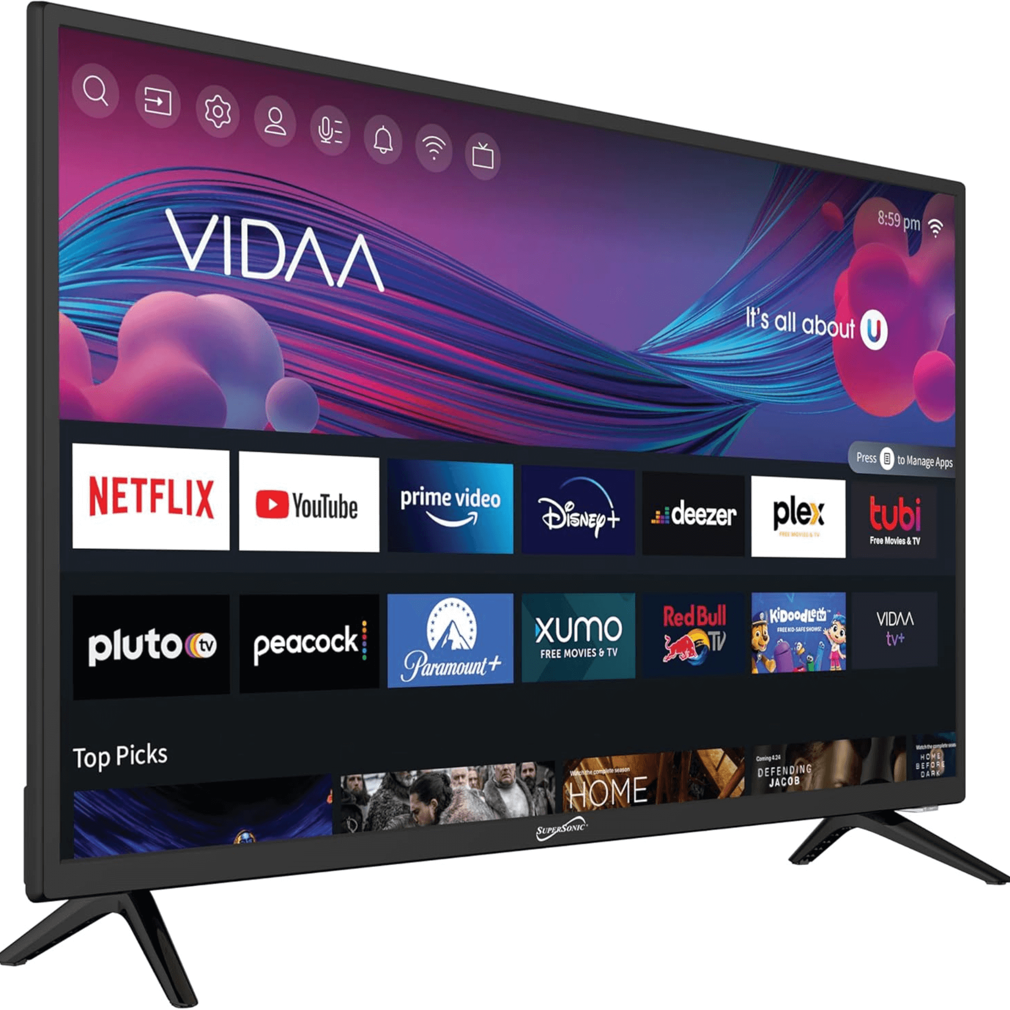 Supersonic 32-inch DLED Smart HDTV with DVD Player ATSC and NTSC System ACDC Compatible