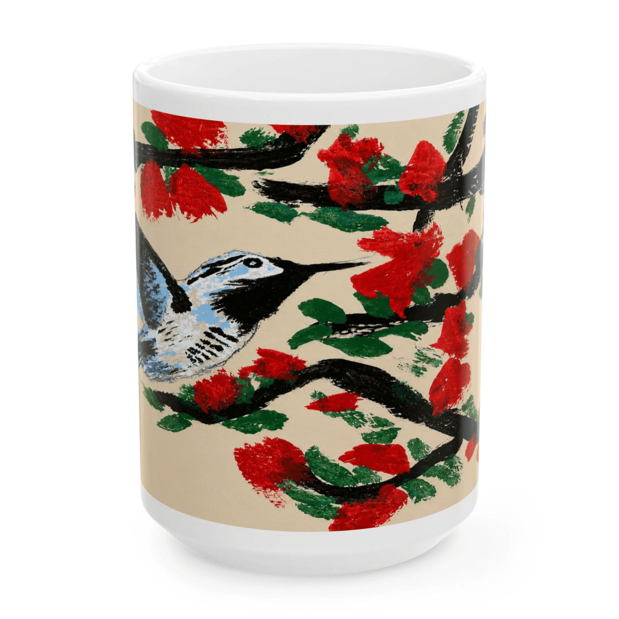 PimsArt Hummingbird and Cherry Blossom Mug From Original Painting