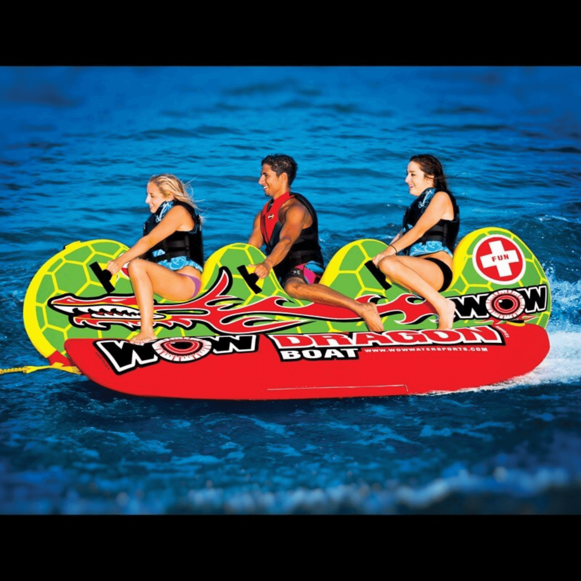 WOW Watersports Dragon Boat 3 Person Inflatable Towable and Ski Tube