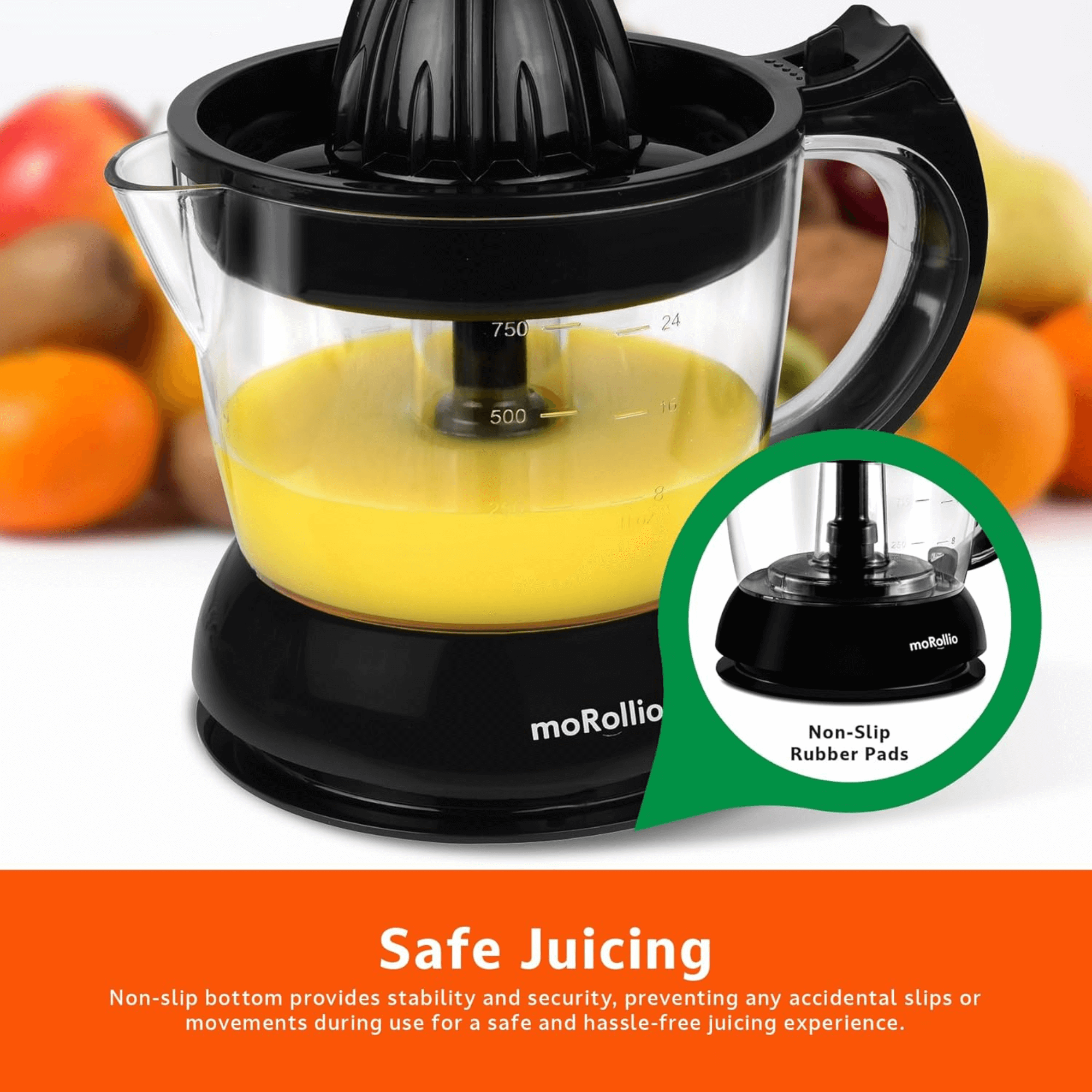 moRollio Compact 24oz Electric Citrus Juicer
