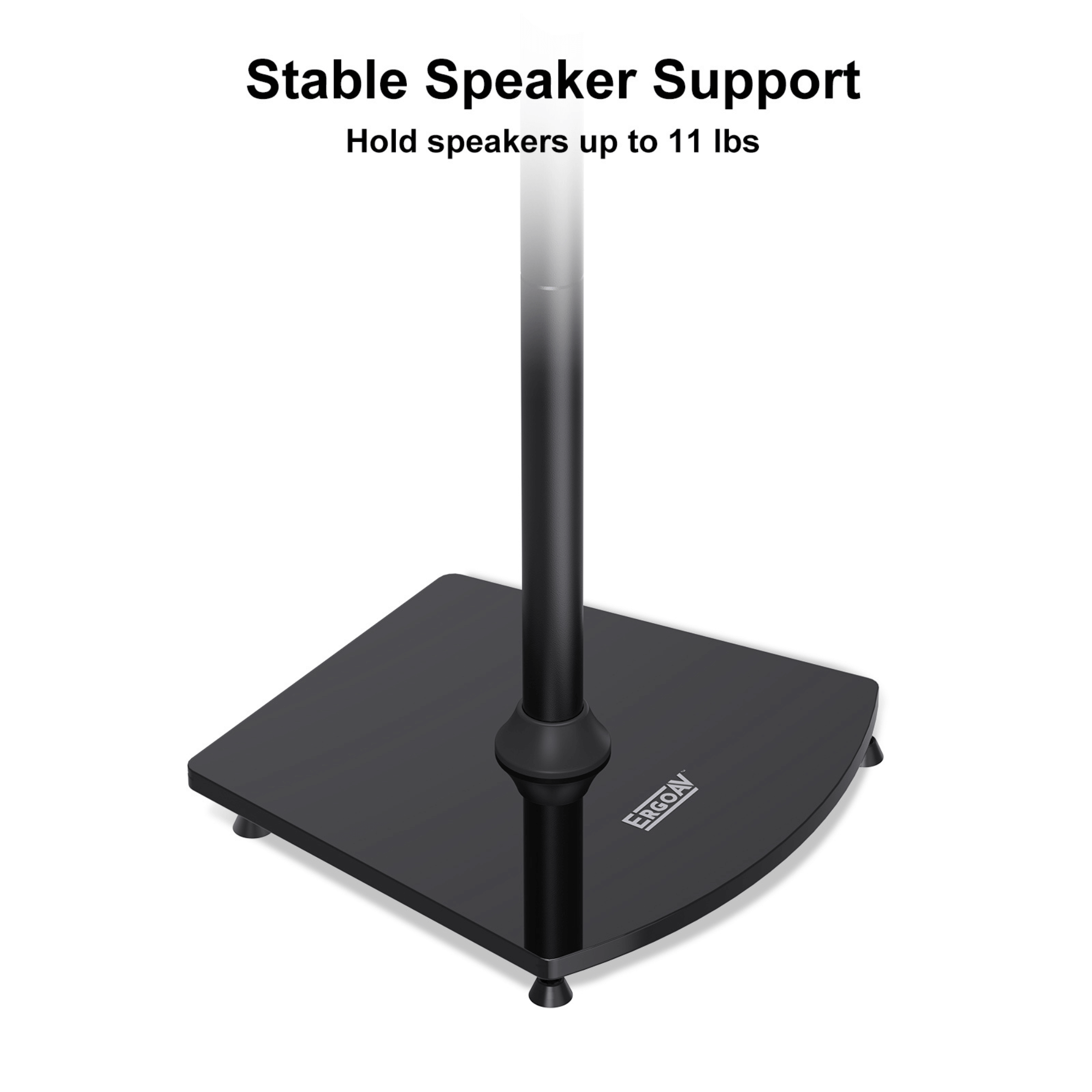 ErgoAV 1-Pair Adjustable Height Bookshelf Speaker Stands