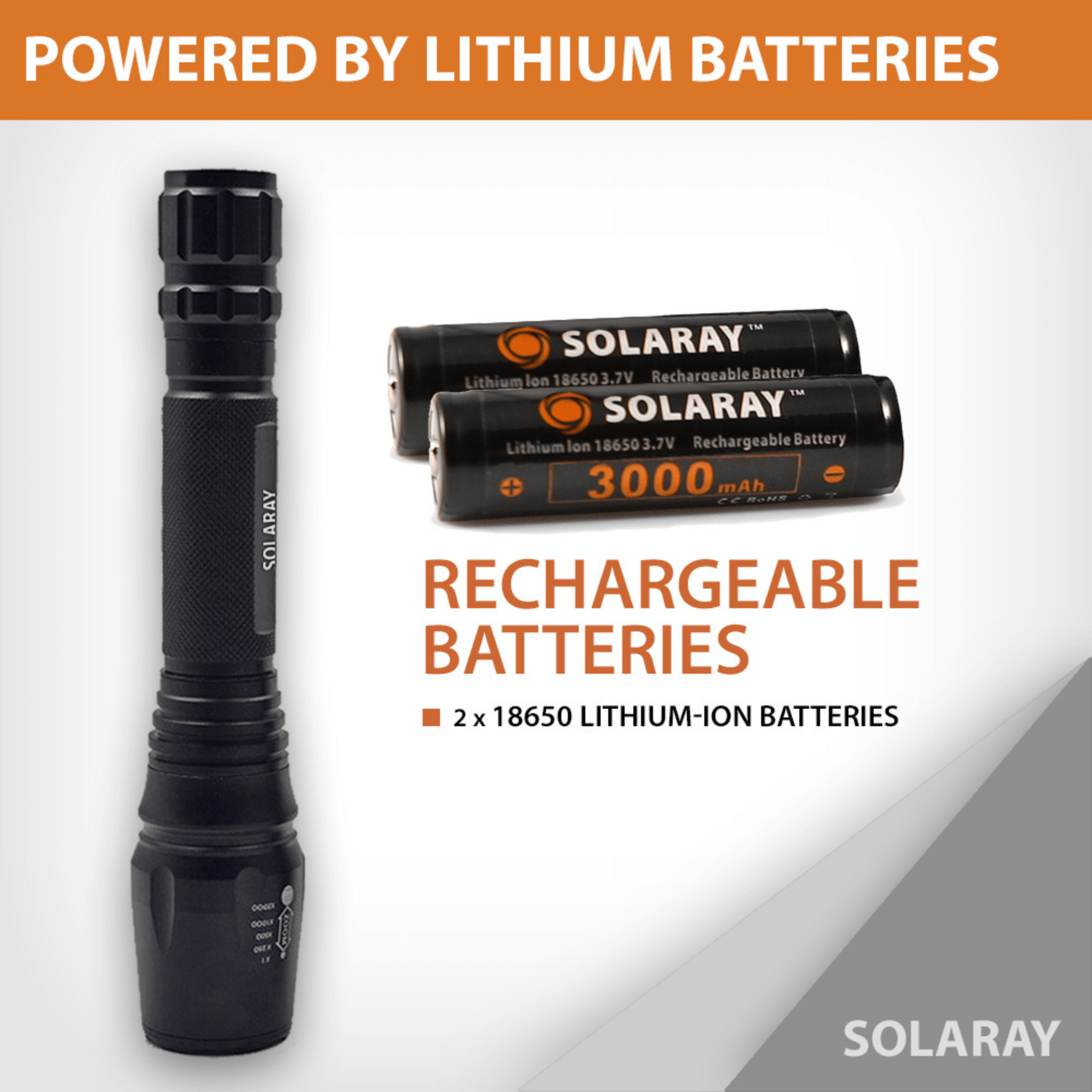 Solaray ZX-1XL 18650 LED Tactical Flashlight Kit