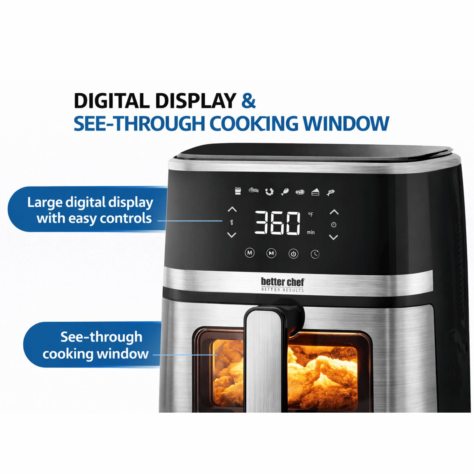 Better Chef Stainless Steel 5L Digital Display Air Fryer