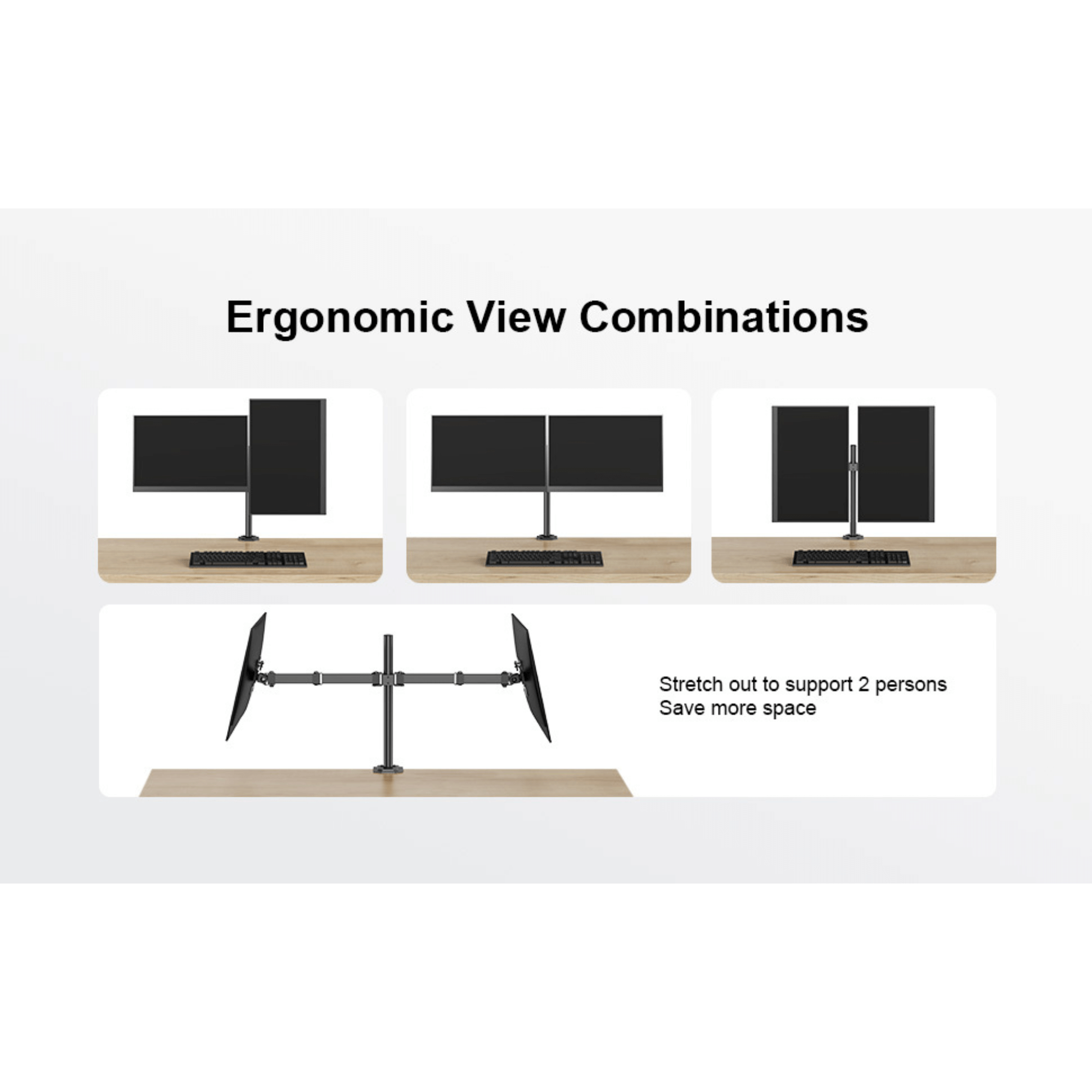 ErgoAV Motion Desk Stand for Dual Monitors 13" to 27" up to 17lbs