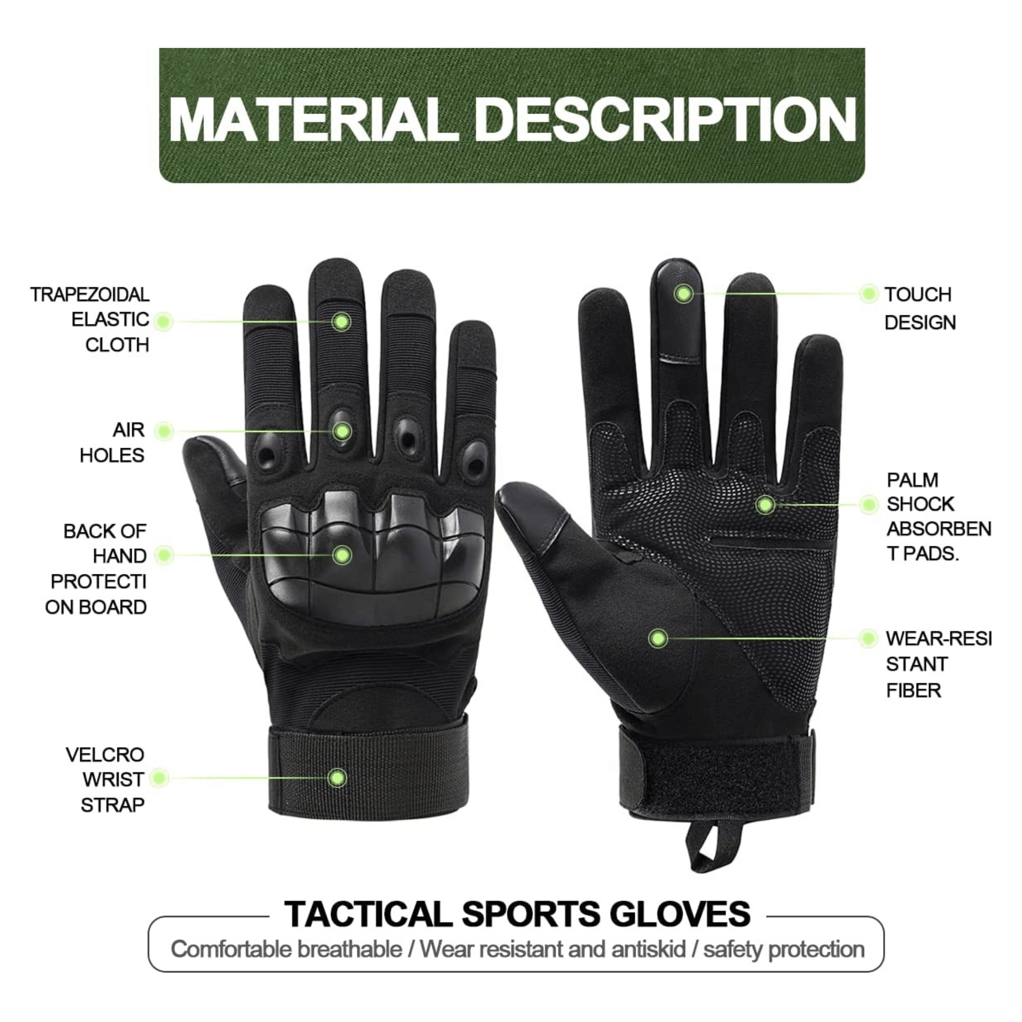 JupiterGear Tactical Military Airsoft Gloves for Outdoor Sports, Paintball, and Motorcycling with Touchscreen Fingertip Capability