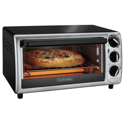 Proctor Silex 4-Slice 3-Knob Countertop Toaster Oven Broiler with Bake Pan