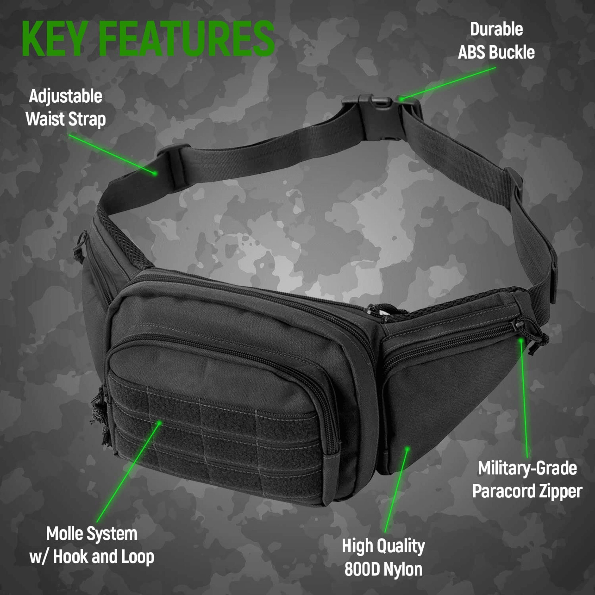JupiterGear Tactical Military Fanny Pack Waist Bag & MOLLE EDC Pouch For Outdoor Activities