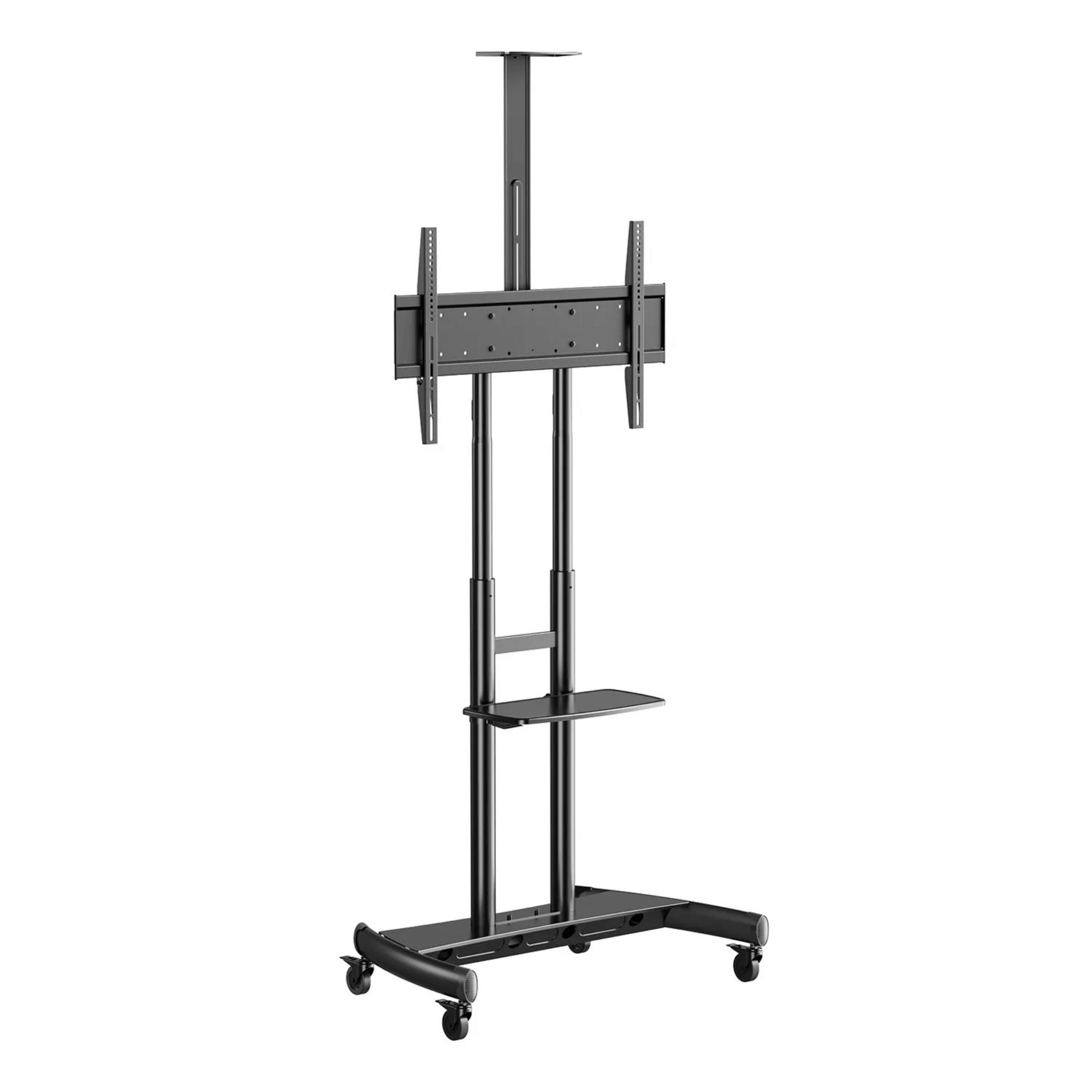 ErgoAV Movable Height-Adjustable Cart with Camera Shelf for TVs 49" to 85"