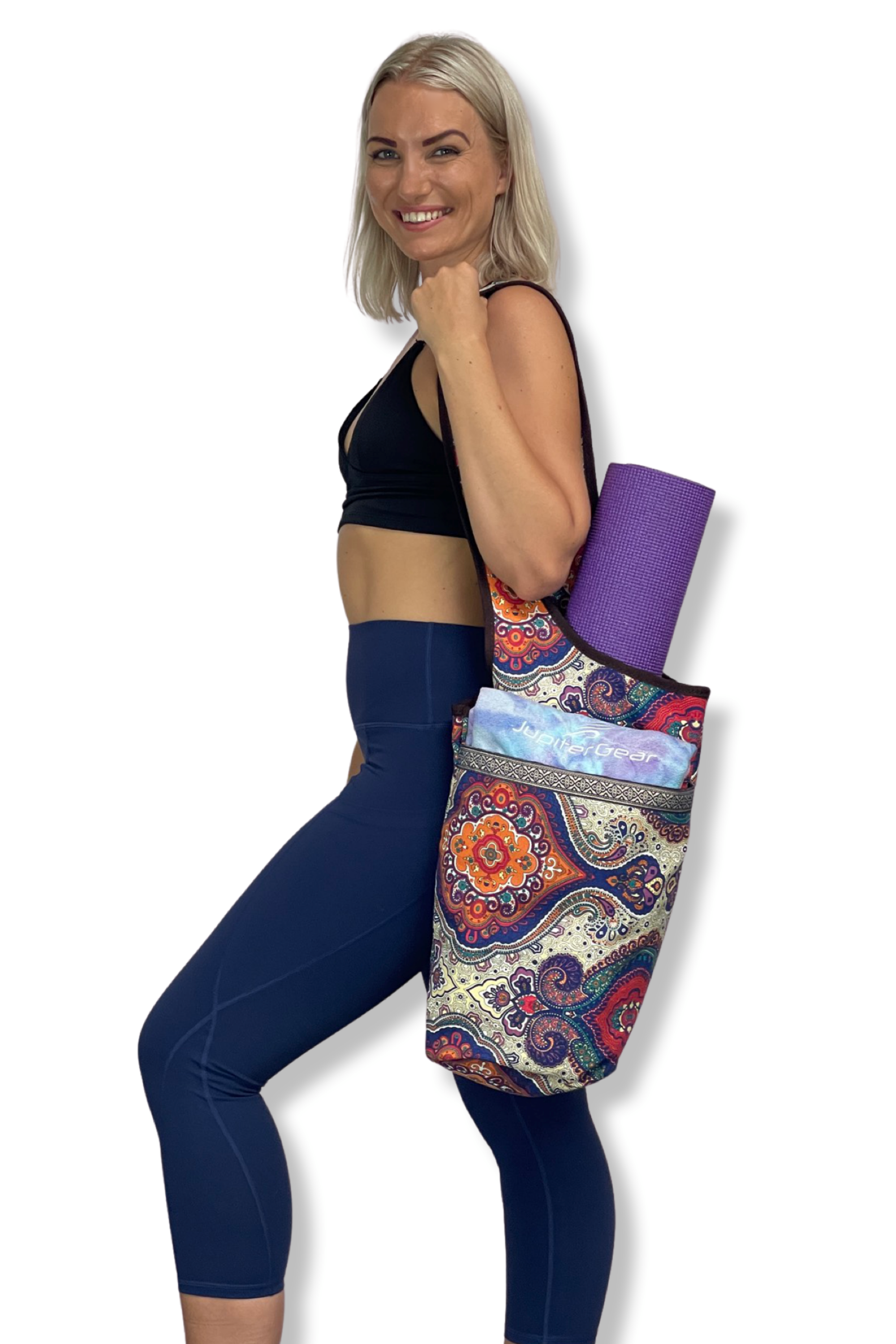 JupiterGear Yoga Mat Carrying Tote Bag with Large Size Pockets | Multipurpose and Fit Most Size Mats