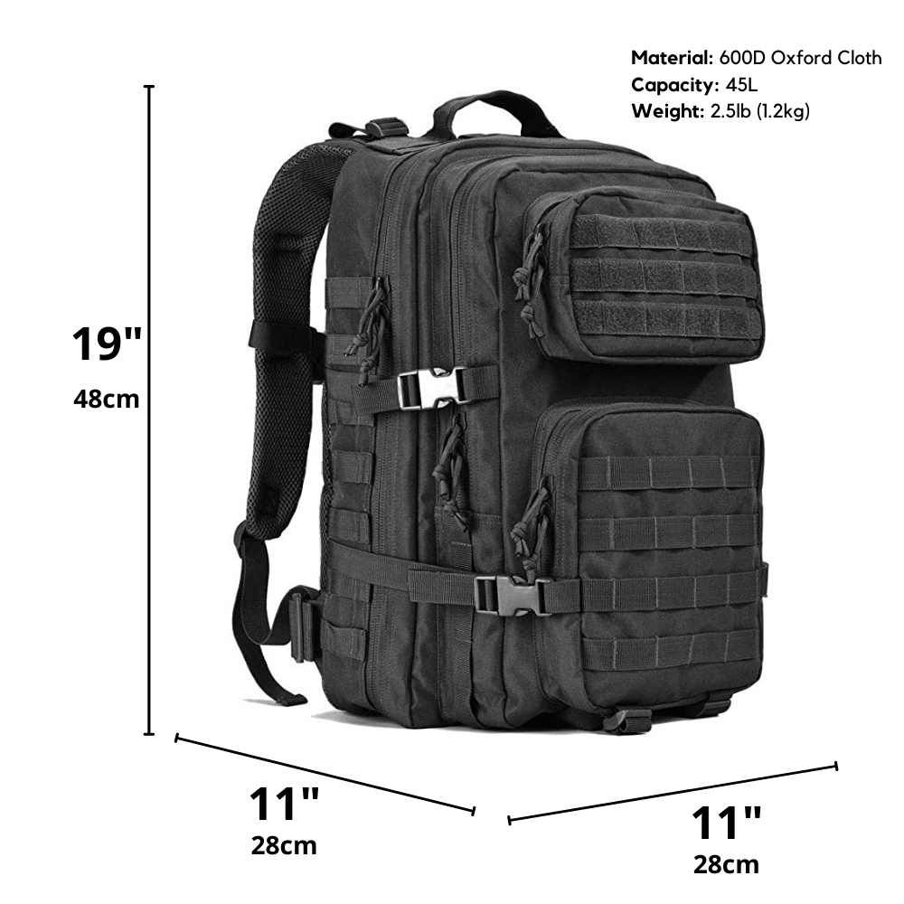 JupiterGear Military 3P Tactical 45L Backpack Army 3 Day Assault Pack Molle Bag Rucksack Range Bag