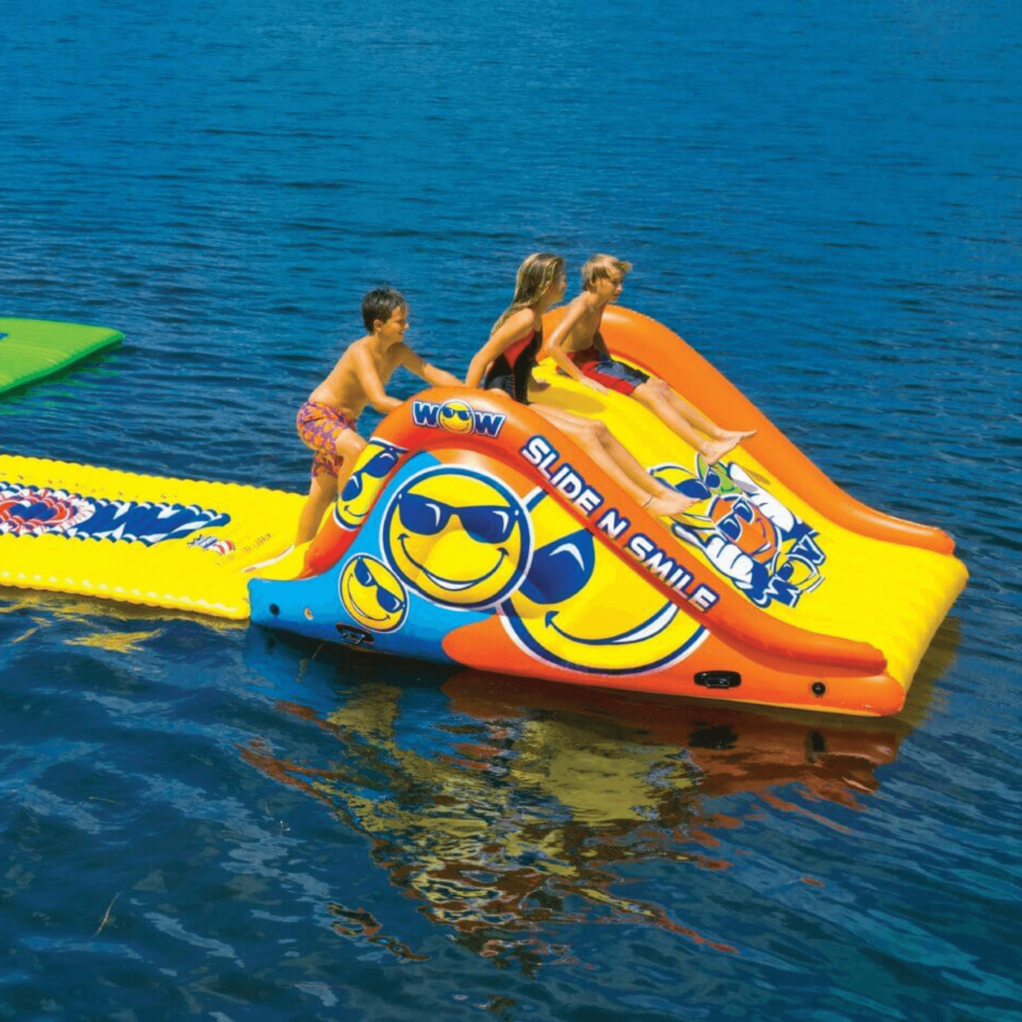 WOW Watersports Slide N Smile Floating 2 Lane Waterslide