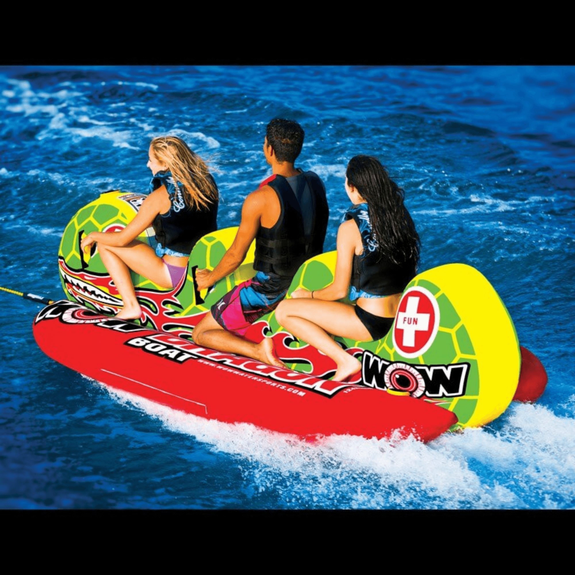 WOW Watersports Dragon Boat 3 Person Inflatable Towable and Ski Tube
