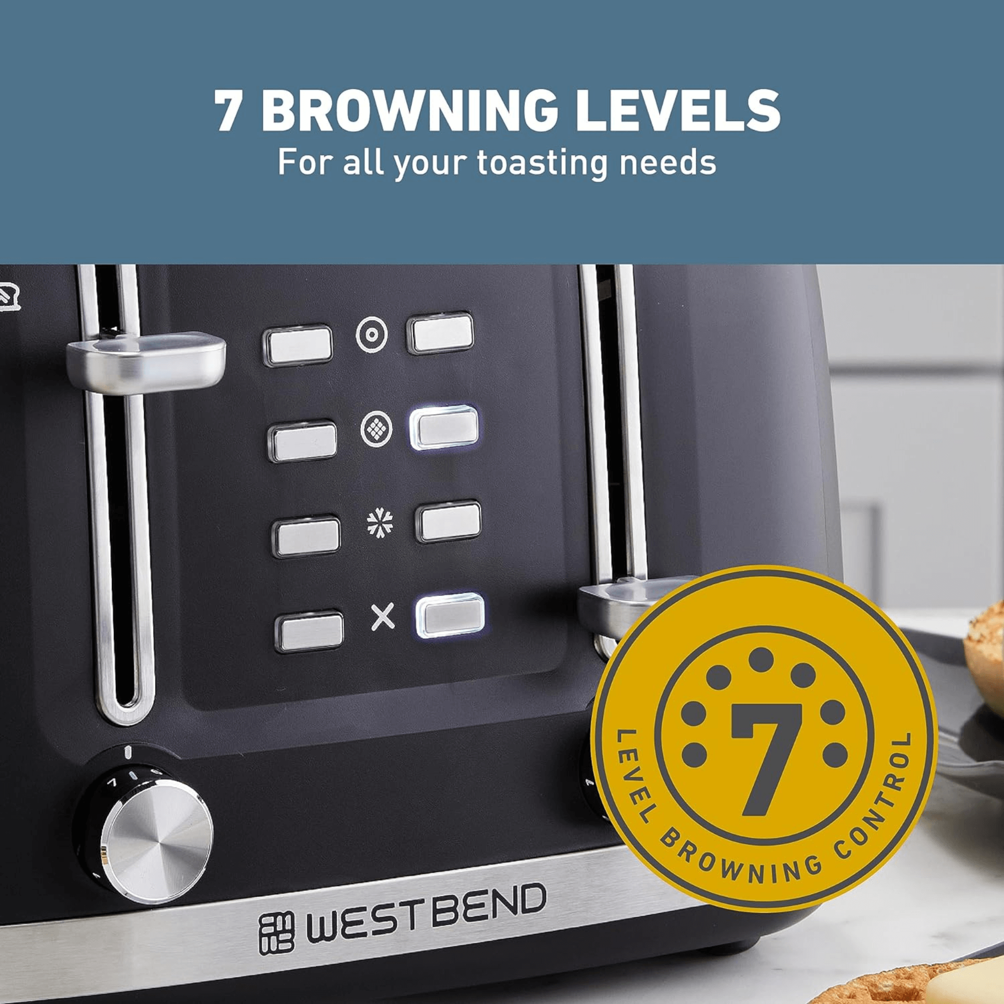West Bend 4-Slice Multi-Function Toaster with Stainless Accents