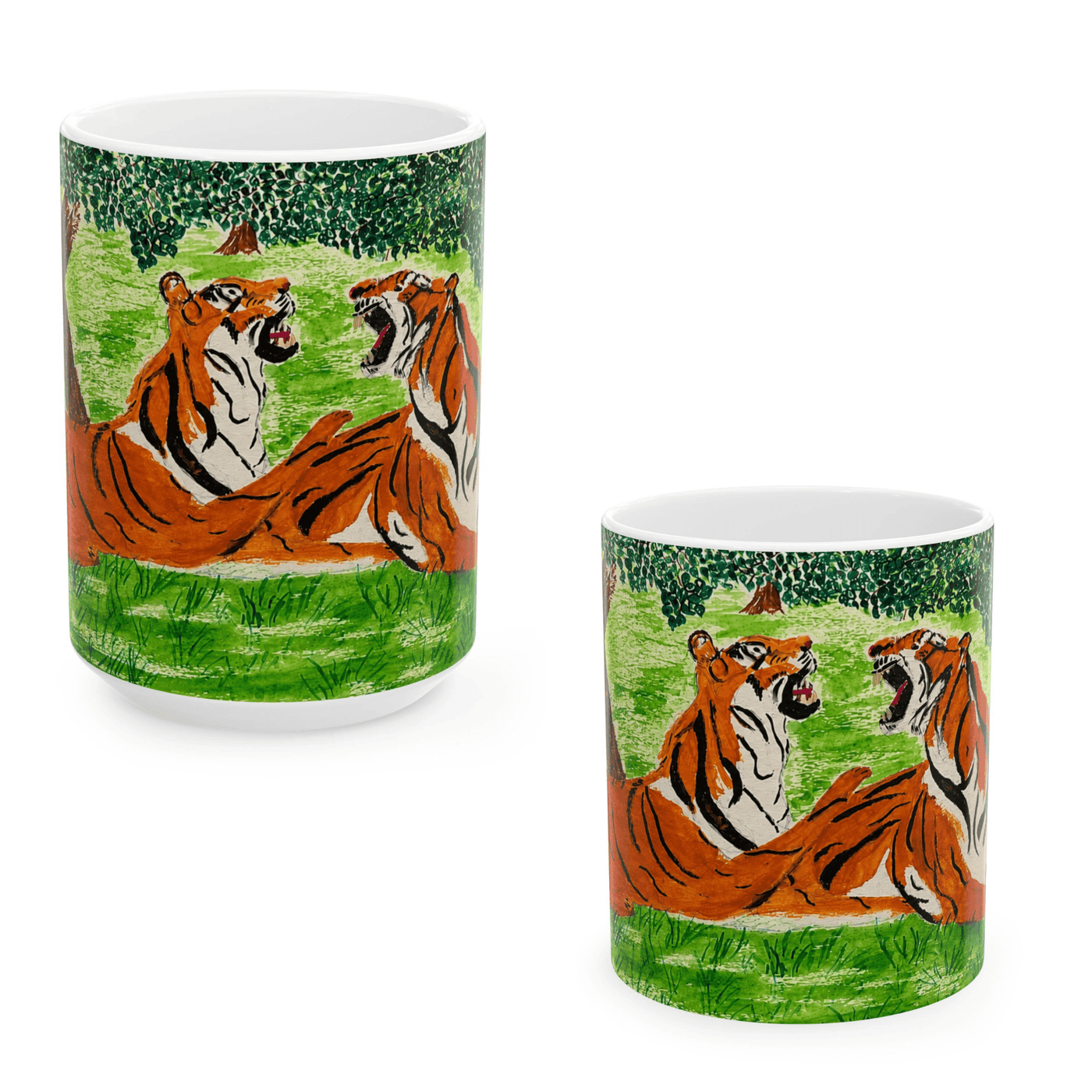 PimsArt Fierce Roaring Tiger Pair Mug From Original Painting