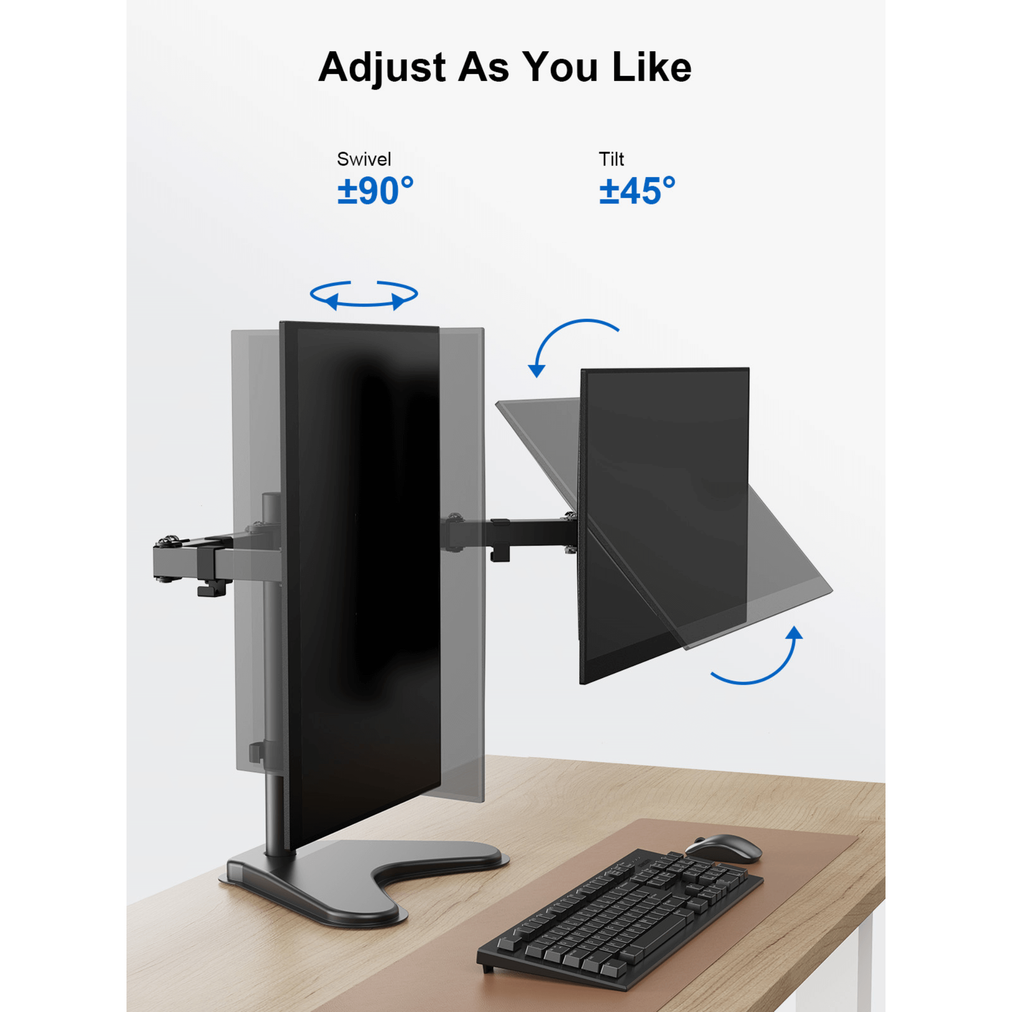 ErgoAV Motion Desk Stand for Dual Monitors 13" to 32"