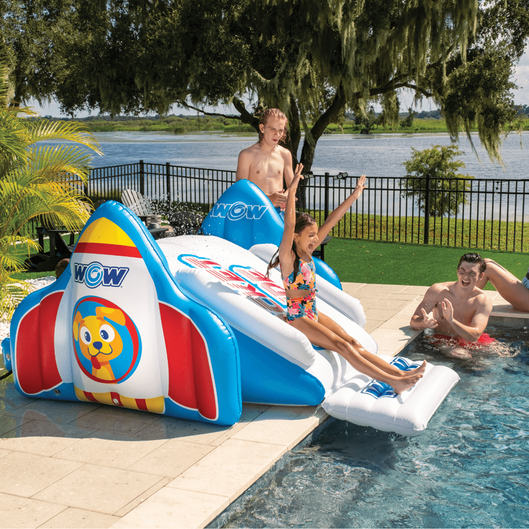WOW Watersports Rocket Pool Slide with Built-In Sprinklers and Fast Set-Up