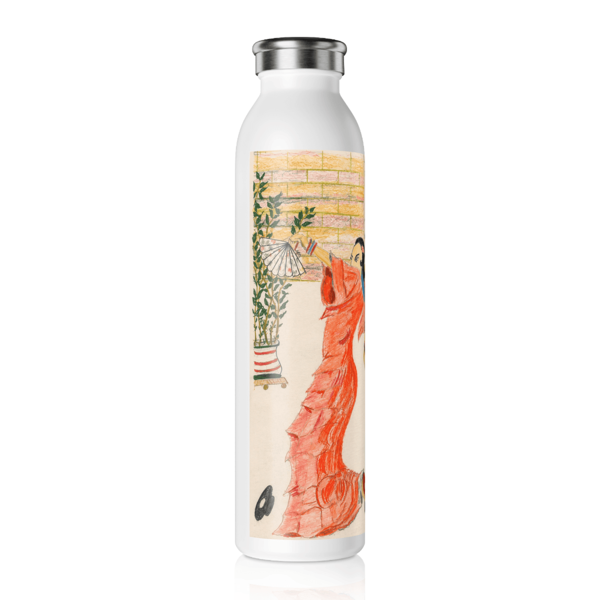 PimsArt Spanish Flamenco Dance Water Bottle From Original Drawing
