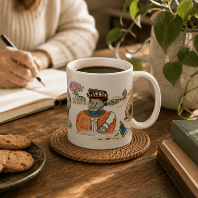 PimsArt South African Tribal Village Portrait Mug From Original Drawing