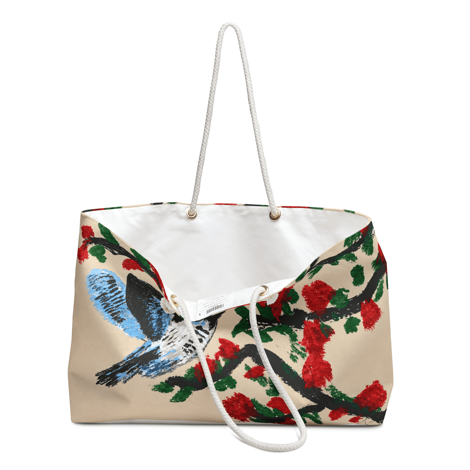 PimsArt Hummingbird Floral Weekender Bag From Original Painting