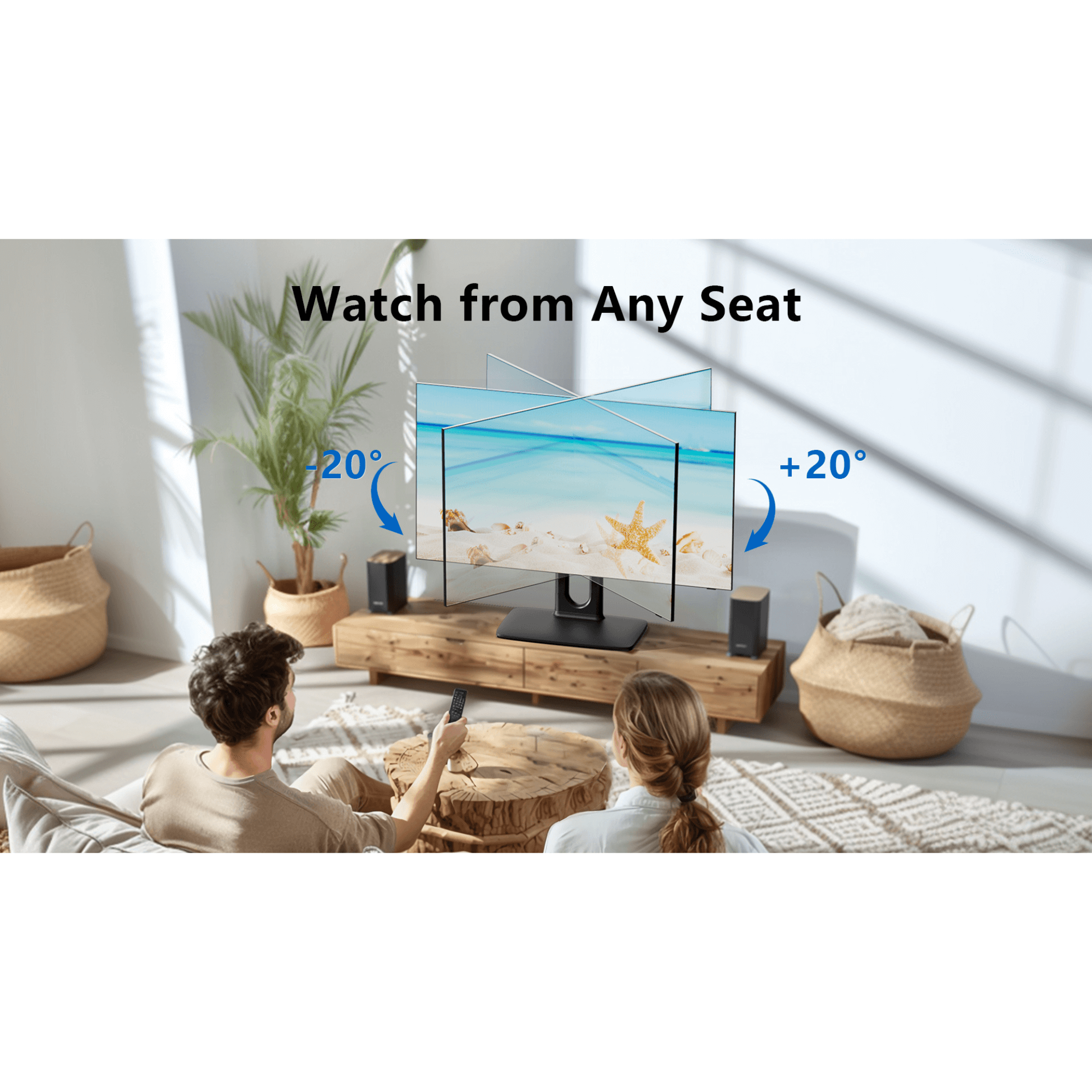 ErgoAV Tabletop TV Stand with Swivel for up to 86" TVs with Storage Compartment