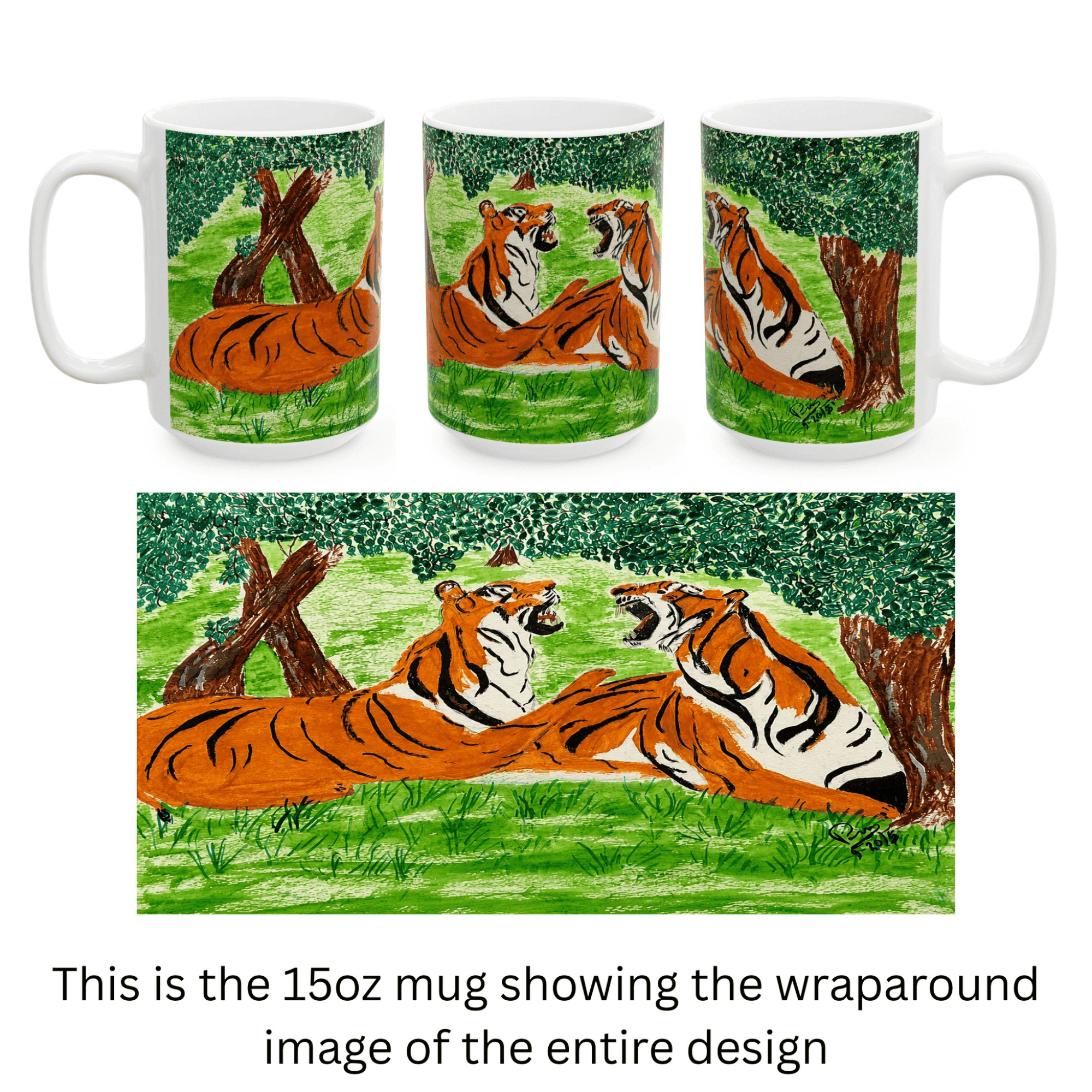 PimsArt Fierce Roaring Tiger Pair Mug From Original Painting