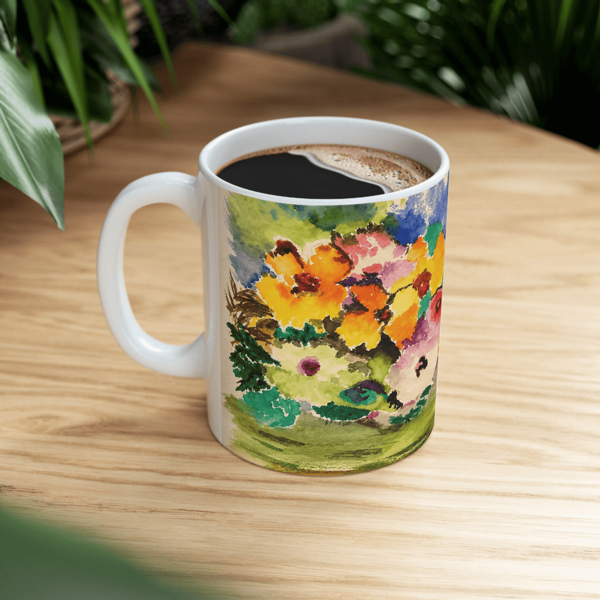 PimsArt Vibrant Watercolor Floral Mug From Original Painting