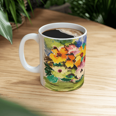 PimsArt Vibrant Watercolor Floral Mug From Original Painting