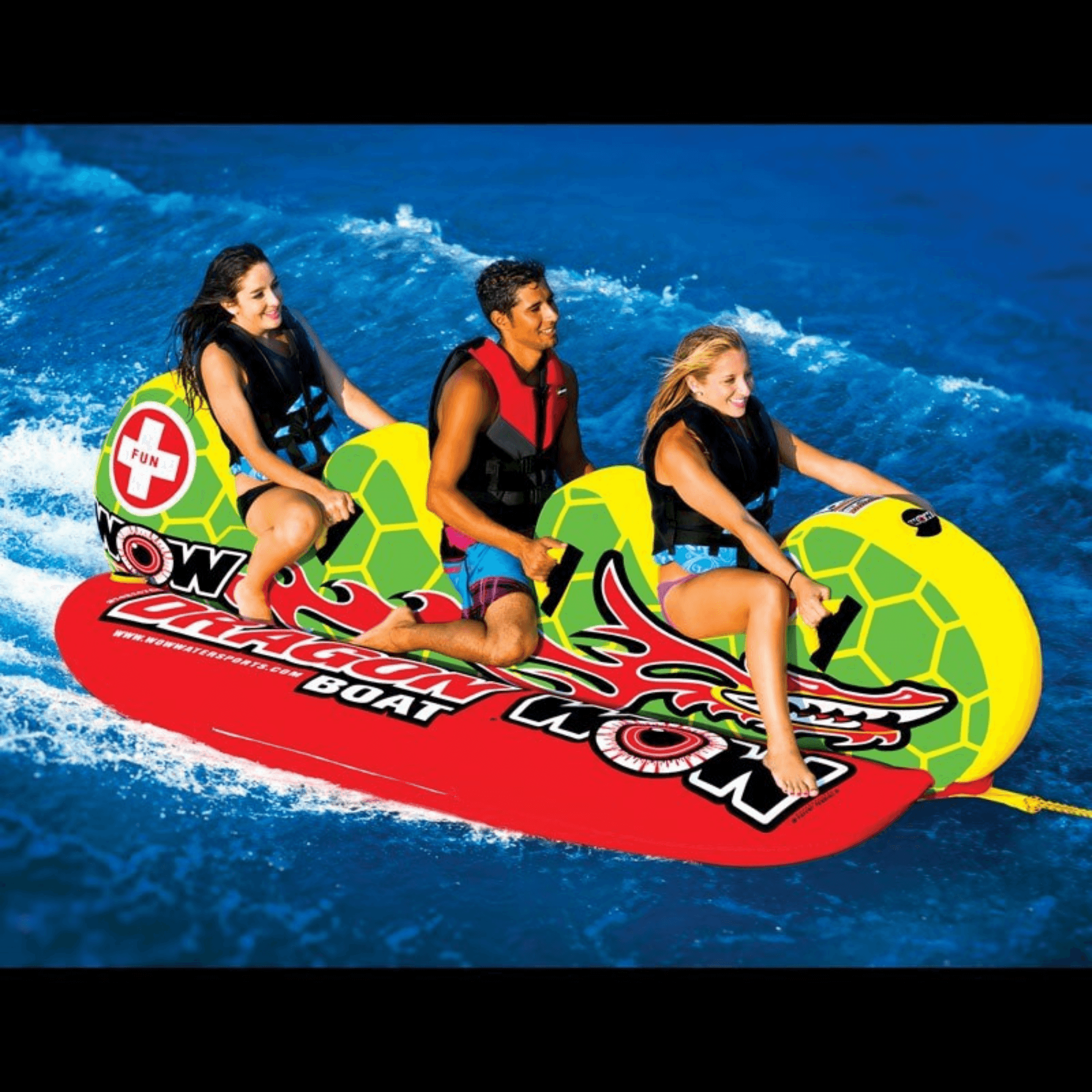 WOW Watersports Dragon Boat 3 Person Inflatable Towable and Ski Tube