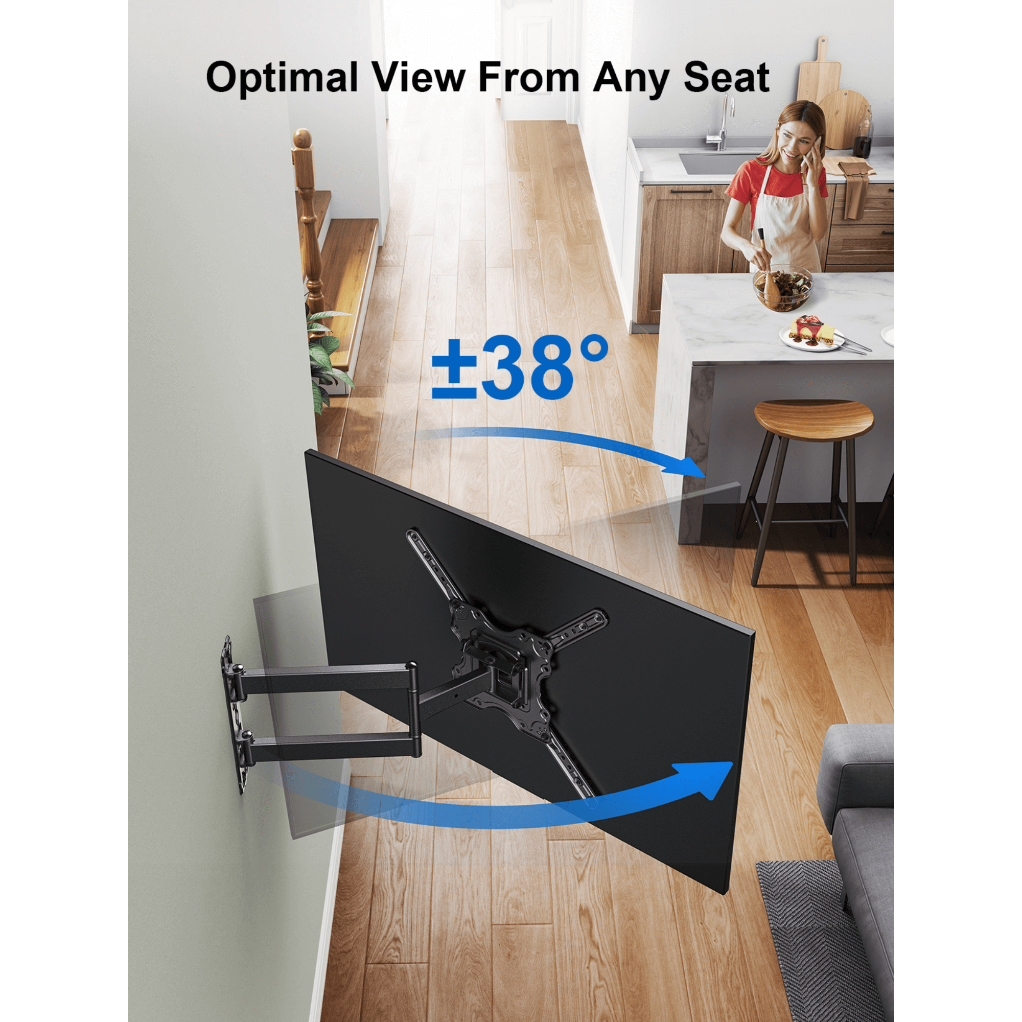 ErgoAV Single Stud Motion Mount for TVs 40" to 55" and up to 70lbs