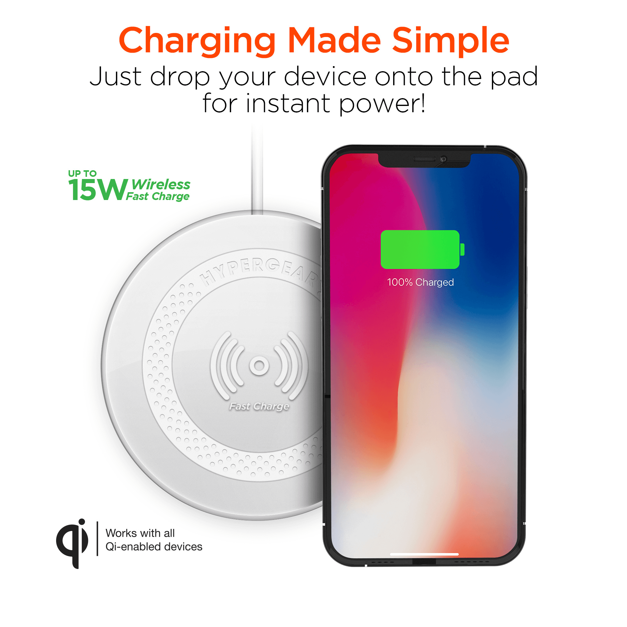 HyperGear ChargePad Pro 15W Wireless Fast Charger USB-C